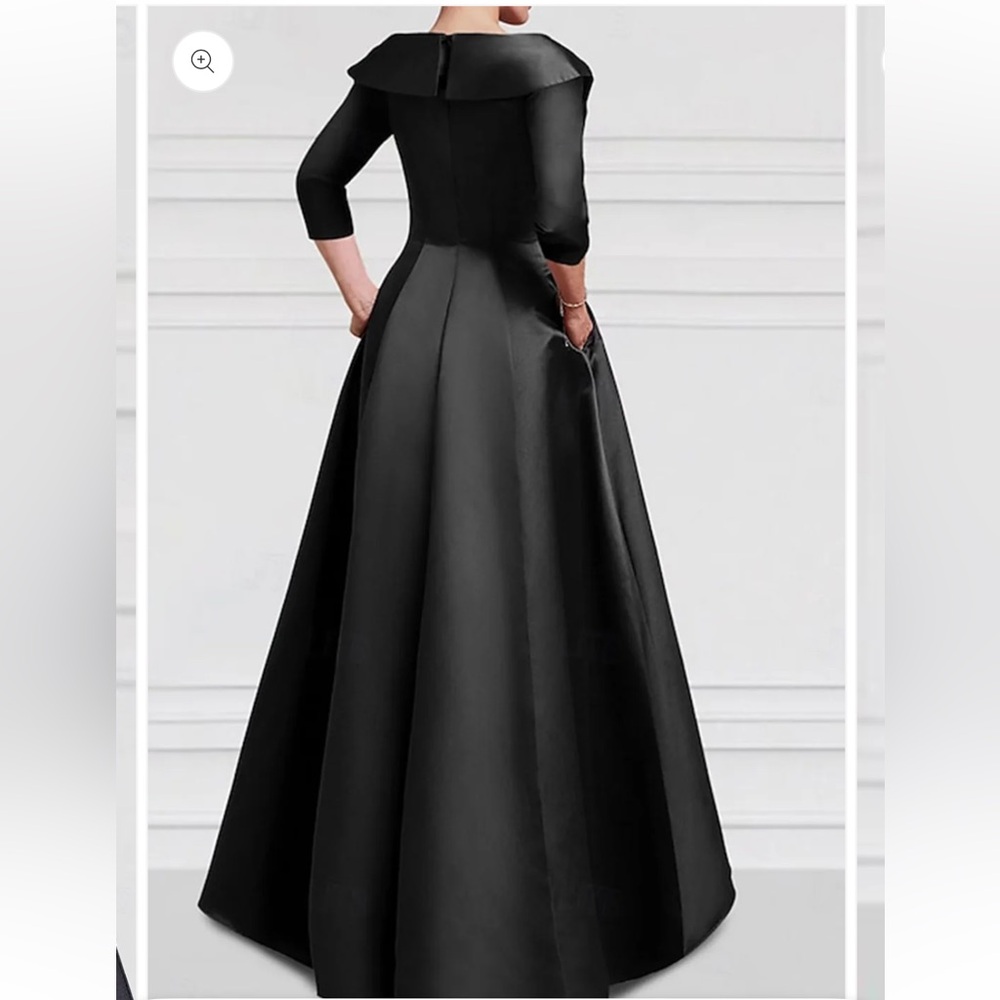 NWT Enigma Era A-Line Satin Shirt Collar 3/4 Length Long Sleeve Dress - Picture 5 of 8